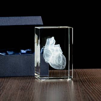 SERCE 3D - grawer w szkle STATUETKA MEDYCZNA PODZIĘKOWANIE