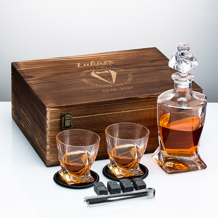 Zestaw do whisky DLA ŚWIADKA z grawerem „Dzisiaj świadek, przyjaciel na całe życie”
