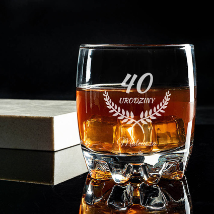 Grawerowana szklanka do whisky na 40 URODZINY z TWOIM GRAWEREM