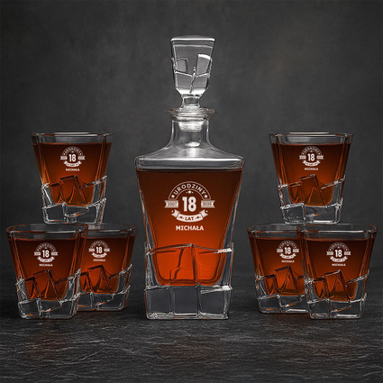 Zestaw do whisky PREMIUM na 18 URODZINY – personalizowany prezent
