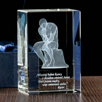 Grawerowana postać Myśliciela 3D - kryształowa statuetka DLA PRAWNIKA