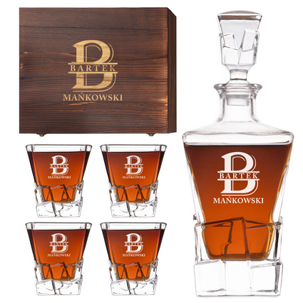 Zestaw Lodowy do whisky z grawerem – MONOGRAM, IMIĘ I NAZWISKO dla niego