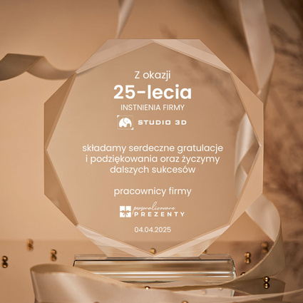 Szklana statuetka z grawerem – prezent na 25-LECIE FIRMY