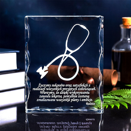 Stetoskop Grawer w szklanej statuetce - Prezent dla LEKARZA, ABSOLWENTA