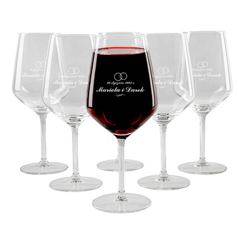 Zestaw 6 kieliszków do wina z GRAWEREM na ŚLUB ROCZNICĘ