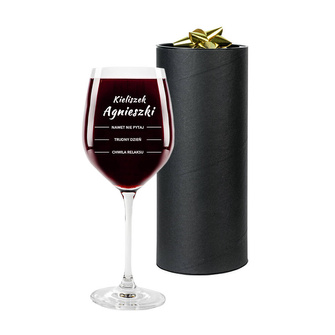 Kieliszek do wina czerwonego w zestawie z prezentową tubą - DLA NIEJ