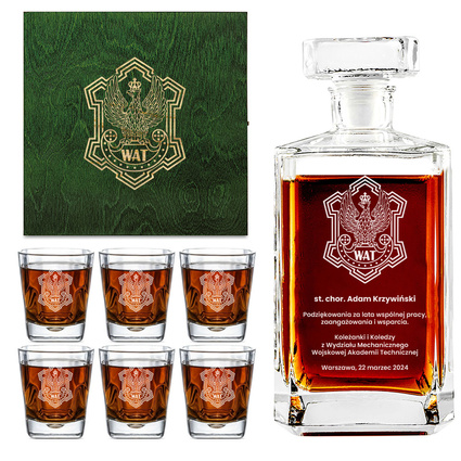 PREZENT dla pracownika WAT-u Personalizowana karafka i szklanki Emerytura