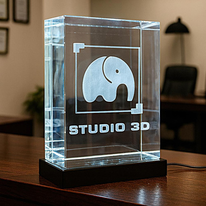 Fotolampka 3D z grawerem logo – elegancka statuetka do aranżacji recepcji firmowej