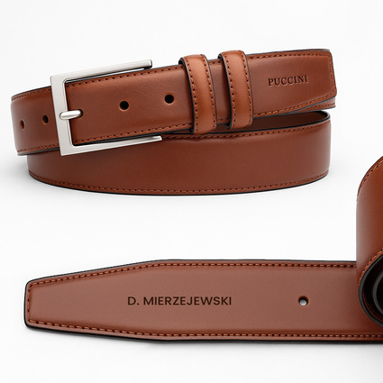Pasek do spodni męski brązowy M 115 cm z TWOIM GRAWEREM – personalizowany prezent