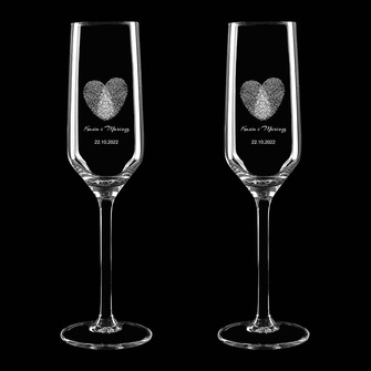 FINGERPRINT 2 kieliszki z grawerem na prezent na ROCZNICĘ ŚLUB