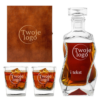 Zestaw do whisky FIRMOWY grawerowane logo + tekst PREZENT DLA KLIENTA