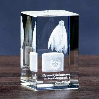 Prezent DLA GÓRNIKA w krysztale CZAPKA 3D statuetka na Barbórkę