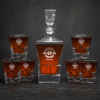 Zestaw do whisky z grawerem na 60 URODZINY – karafka i 6 szklanek