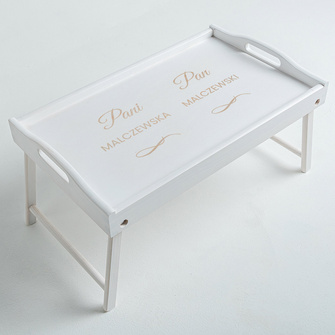 Stolik śniadaniowy z grawerem DLA PARY – prezent NA ROCZNICĘ ŚWIĘTA