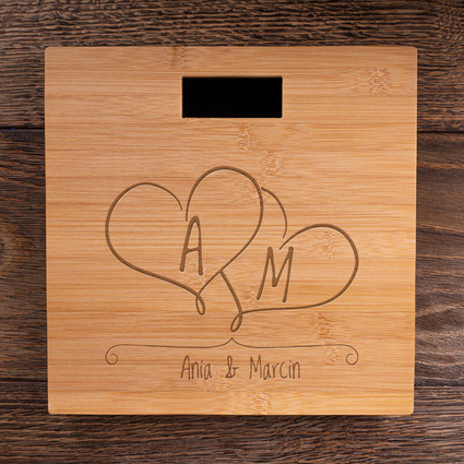 Waga łazienkowa GRAWER MONOGRAMY + IMIONA na prezent DLA PARY