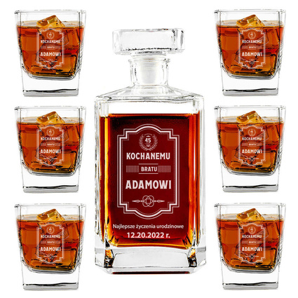 Zestaw do whisky karafka i 6 szklanek DLA BRATA na urodziny