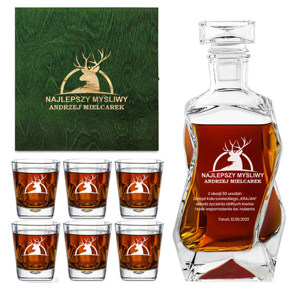Personalizowany zestaw do whisky na 60tkę – Karafka i szklanki z grawerem