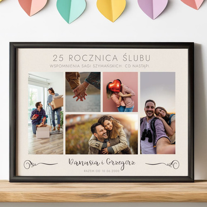 Personalizowany plakat w ramce – prezent na 25. rocznicę ślubu