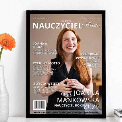 Plakat ze zdjęciem w ramce DLA NAUCZYCIELA – personalizowany prezent