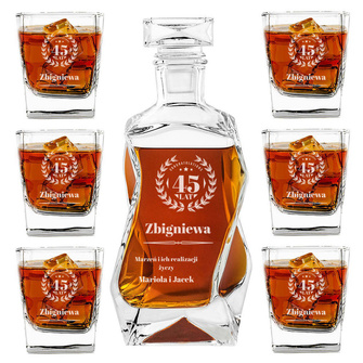 Zestaw do whisky z 6 szklankami prezent na 45 URODZINY