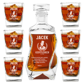 Grawerowany zestaw do whisky ze szklankami dla GENTLEMENA na IMIENINY