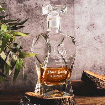 Karafka łamana Z OKAZJI ZŁOTYCH GODÓW prezent personalizowany grawerem