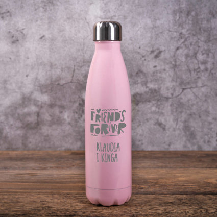Butelka termiczna różowa z grawerem FRIENDS FOR EVER