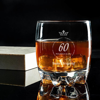 GRAWEROWANA szklanka do whisky na 60 ROCZNICĘ ŚLUBU