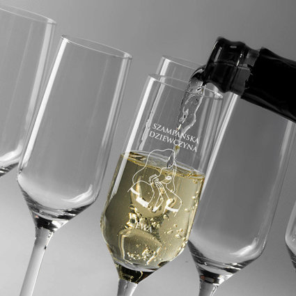 Kieliszek do szampana DLA SZAMPAŃSKIEJ DZIEWCZYNY z grawerem