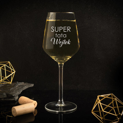 Kieliszek do wina białego na prezent SUPER TATA
