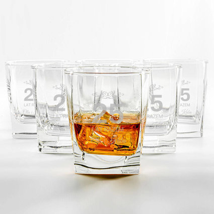 Komplet 6 grawerowanych szklanek do whisky 25 LAT RAZEM