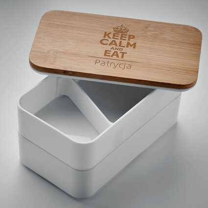 Lunch box z bambusową pokrywką TWOJA PERSONALIZACJA