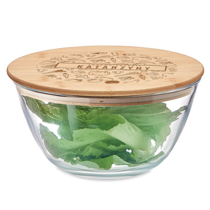 Personalizowana szklana salaterka z grawerem ZDROWA KUCHNIA + IMIĘ