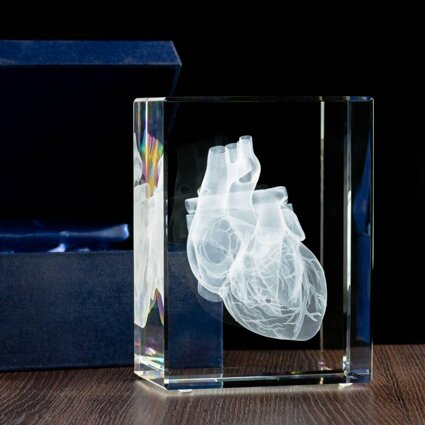 Serce 3D w dużej statuetce 150x200x100 mm - Grawer Prezent Medyczny Podziękowania