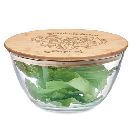Szklana salaterka z personalizacją grawerem SMAKOWITA KUCHNIA + IMIĘ