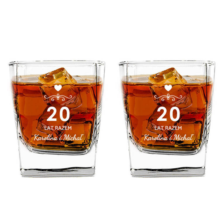 2 Szklanki do whisky na prezent na 20 ROCZNICĘ ŚLUBU