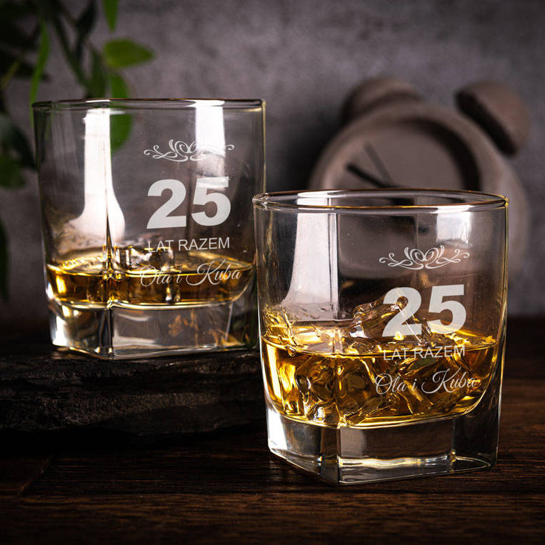 2 Szklanki do whisky z grawerem 25 LAT RAZEM na rocznicę