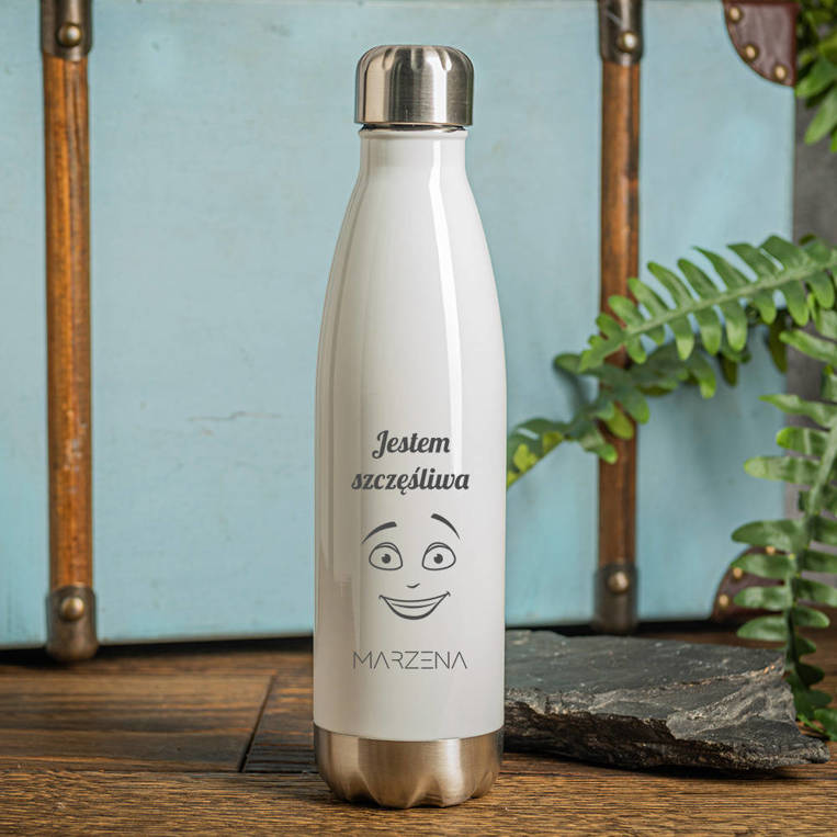 Butelka termiczna na prezent dla szczęśliwej osoby z grawerem JESTEM SZCZĘŚLIWA