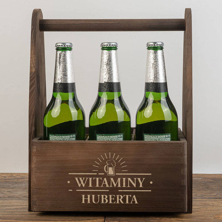 Nosidło drewniane na piwo z grawerem WINTAMINY + IMIĘ
