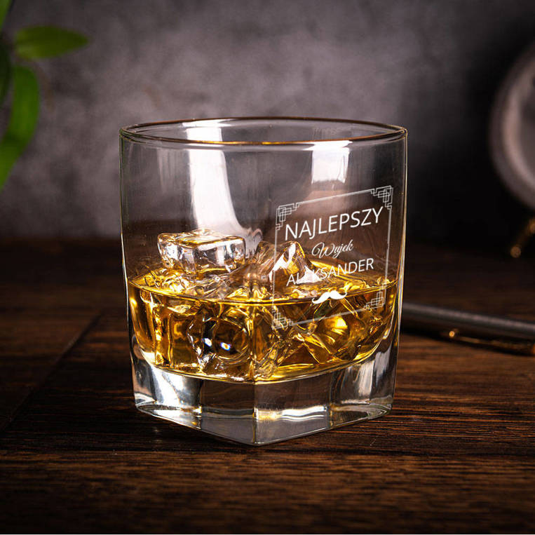 Szklanka do whisky z grawerem NAJLEPSZY WUJEK + IMIĘ  na prezent