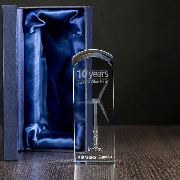 WIATRAK - statuetka 3D TURBINA WIATROWA Nagroda za współpracę